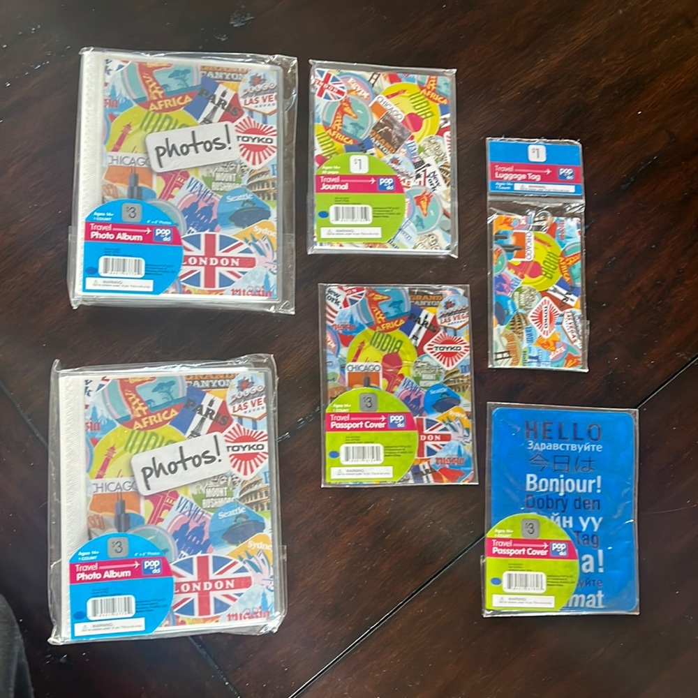 Travel Items - NWT 2 Passport Covers, 2 Photo Albums, 1 Journal, 1 Luggage Tag